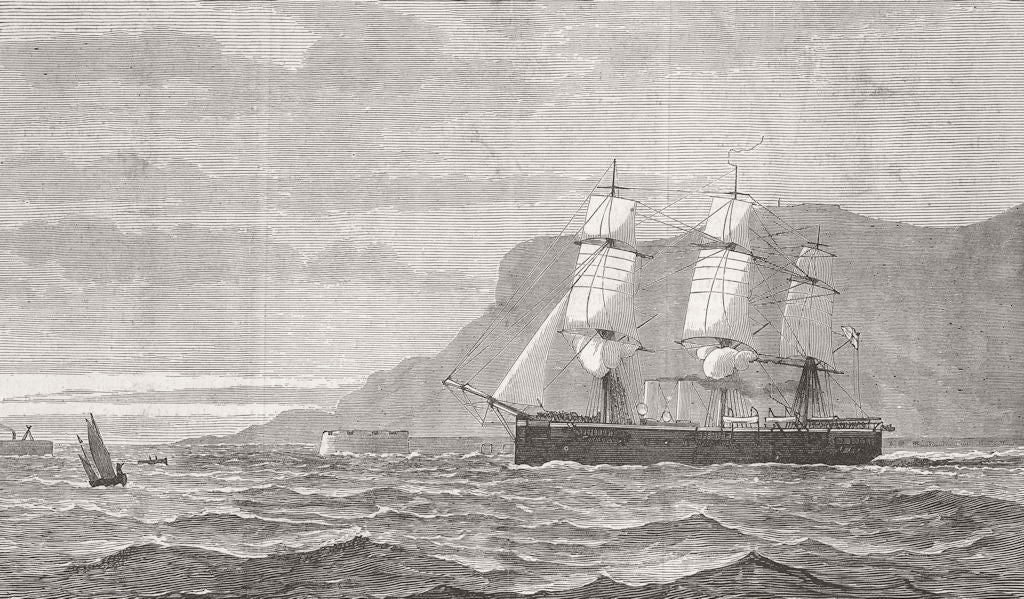 DORSET. HMS Bacchante, Portland Harbour with Royals 1879 old antique print